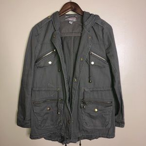 Olive green and gray mix utility jacket